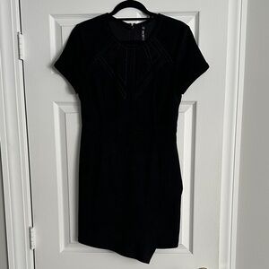 Design Lab Suede Black Asymmetrical Dress